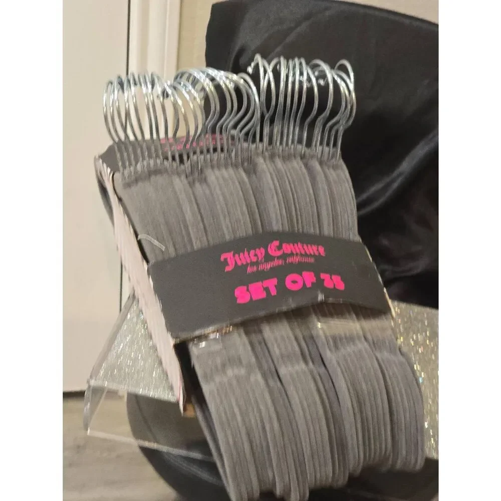 Juicy Couture Home 35-Piece Velvet Space Saving Hangers- Grey